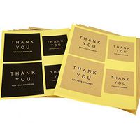 "Thank You" Kraft Paper Stickers for Gift Packaging Decoration, Pack of 40 (Square - Mix Colors)