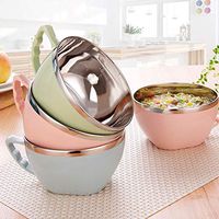 wintefei Stainless Steel Noodles Rice Soup Bowl with Handle Food Container Tableware Home Tool Christmas Gift Holiday ApplianceGreen900ML