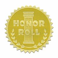 Self-Adhesive 1 3/4" Gold Foil Stamped Certificate Seals - Honor Roll - 216 Total!