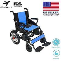 Mobile Wheelchair, Intelligent Electric Motorized Wheelchair, Portable Folding Lightweight Power Wheel Chair, Comfortable Disabled Wagon, Elderly Mobile car, Built-in Powerful Motor (Blue)