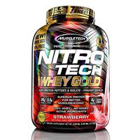 MuscleTech NitroTech Whey Gold, 100% Whey Protein Powder, Whey Isolate and Whey Peptides, Strawberry, 88.48 Ounce