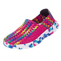 Women Casual Sneakers, Neartime Women Woven Flats Breathable Shallow Mouth Lazy Slip Resistant Comfort Shoes (US:5.5, Hot Pink)