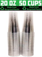 [50 Pack - 20 oz.] Earth - Friendly Eco Crystal Clear R - PET Recycled Plastic Cups [Cups Only, Lids Sold Separately]