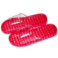 Gmadostoe Foot Massage Slippers, Home PVC Anti-Skid Massage Indoor Transparent Slippers,Environmentally Friendly Non-Toxic Bathroom Slippers Non-Slip,Red,XL