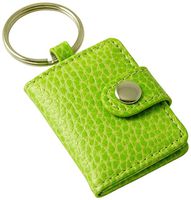 Budd Leather Pebble Grained Leather Photo Key Ring, Mini, Lime