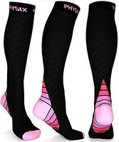 Physix Gear Compression Socks for Men & Women 20-30 mmhg, Best Graduated Athletic Fit for Running Nurses Shin Splints Flight Travel & Maternity Pregnancy - Boost Stamina Circulation & Recovery PNK S/M