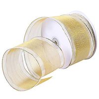 Wired Christmas Ribbon 25 Yards 2-1/2'' Sheer Organza Glitter Crafts Gift Wrapping Festive Ribbons Christmas Design Decorations (Gold)
