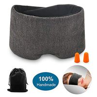 Sunnyac Handmade Cotton Sleep Mask, Soft Comfortable Eye Mask, Cover or Eyeshade for Sleeping, Travel, Nap with Pouch and Earplugs, Adjustable Blackout Blinder Blindfold for Women, Men, Kids (Black)