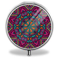 Pill Box Organizer Holder - Weekly Medicine Organizer- Medication Vitamin Container (Ethnic Tribal)