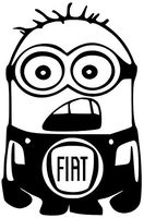 Minion Fiat Surprising Look - Vinyl 5" tall (Color BLACK) decal laptop tablet skateboard car windows stickers