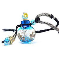 UPMALL Essential Oils Pendant, Aroma Fragance Colored Glaze Pendant with Adjustable Chain Perfume Essential Oil Diffuser, Gift Wrap, 1 Free Transfer Dropper Pipette and Extra Free Cork Italian Blue