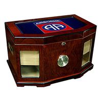 Large Premium Desktop Humidor - Glass Top -US Army 82nd Airborne Division, Combat Service ID Badge