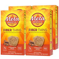 Metamucil Fiber Thins, Cinnamon Spice Flavored Dietary Fiber Supplement Snack with Psyllium Husk, 12 Servings (Pack of 4)