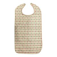 Adult Bib with Waterproof Vinyl Backing Washable 17x34 Beige Plaid (Snap Closure) Made in USA (8)