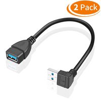 URWOOW 2 Pack SuperSpeed USB 3.0 Angle Male to Female Extension Cable 6 Inch Convertor Adapter Extender Cord Up Angle and Down Angle one Each
