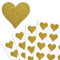 Royal Green Heart Stickers Gold Labels Glitter Perfect for Favor Bags, Thank You Cards, Invitations, Arts and Crafts 1.5" x 1.75" - 75 Pack