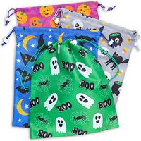 Blue Panda Halloween Party Favor Goody Treat Bags, Reusable with Drawstring (12 Pack)