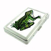 Perfection In Style Metal Cigarette Case with Built in Lighter Vintage Frogs Design 009