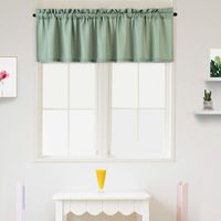 IDEALHOUSE Sage Green Curtain Valances,Draperies Curtains for Cafe Bathroom & Kitchen or Kids Bedroom Rod Pocket Short Window Curtains (1 Panels, 15 Inch Wide by 60 Inch Long)
