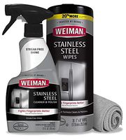 Weiman Stainless Steel Cleaner Kit - Fingerprint Resistant, Removes Residue, Water Marks and Grease from Appliances - Works Great on Refrigerators, Dishwashers, Ovens, and Grills