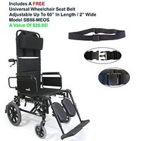 Karman KM5000F-TP - 18" Seat Width Lightweight Reclining Transport Wheelchair With Removable Desk Armrest, Frame Color: Black, Fixed Wheel & FREE Wheelchair Seat Belt