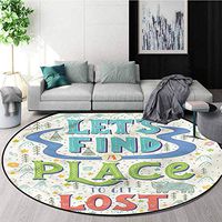 RUGSMAT Cabin Round Area Rug Carpet,American Native Landscape Non-Slip Bathroom Soft Floor Mat Home Decor Diameter-39