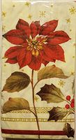 Joyful Poinsettia Christmas Holiday Guest Towels / Buffet Napkins - 24 Count