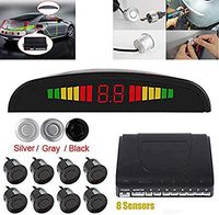 Omnibearing & Intelligent Parking Assistance System Contain Visual Digital LED Display & 8 Sensors (White)