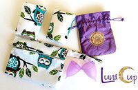 Luna Cup Period Starter Kit 6pcs Set- 1 Small 1 Large Menstrual Cup 1 Small Pouch 2 Cloth Pads for Women 1 Wet Bag