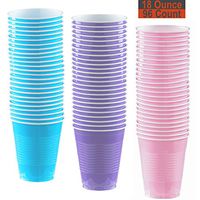 18 oz Party Cups, 96 Count - Aqua, Lavender, Light Pink - 32 Each Color
