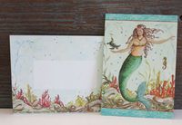 10 Boxed Mermaid Hideaway Note or Thank You Cards and 10 Matching Envelopes