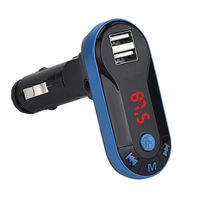 Wireless in-Car FM Transmitter MP3 Player Handsfree Car Kit USB TF SD Radio Adapter Car Kit Display Supports TF/SD Card and USB Car Charger (Blue)