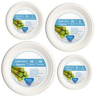 PrimeQ [50 Count] Compostable Salad Plates (7 Inch) made from Bagasse - Sugarcane