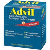 Advil Ibuprofen, 200mg, 50 Packets of 2 Coated Tablets