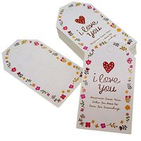 I Love You Flower Frame Design Paper Gift / Price Tags with Color Twine for Gift Wrapping Packaging, Set of 48