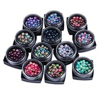 Hunputa Nail Sticker,Fashion Nail Art 12 Color/Set Gradual Discoloration Round Pearl Nail Art Decoration