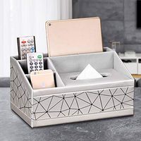 T-ZJHC Multi-Function Tissue Box Living Room Coffee Table Paper Remote Control Storage Box Creative Simple and Lovely, Simple Lines - Silver