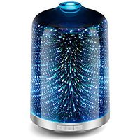 Essential Oil Diffuser 3D Glass Galaxy Aromatherapy Diffuser 250ml Aromatherapy Oil Cold Mist Humidifier 7-color LED Light Cycle Changing Automatic shut Off Without Water Home Office Yoga SPA Baby