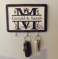 Personalized Monogram Key Holder with Couple's name and Established Year. Wedding Gift - Anniversary Gift - Couple's Gift. Laser Engraved Gift.