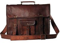 SSM import Messenger Bags for Men and Women Leather Laptop Briefcase Shoulder Satchel Crossbody Brown and Dark Brown Bag