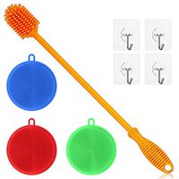 Silicone Bottle Brush Silicone Sponge Dish Washing set,Bottle Cleaner and Silicone Scrubber use for Hydro Flask,Vacuum Sports Bottle,Vase,Glassware,Water Bottle,Scrubber,Dish Pot,Veggies Fruit,4pack
