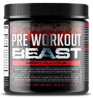 Pre Workout Beast (Berry Flavour) - Hardcore Pre-Workout Supplement with Creatine, Caffeine, Beta-Alanine and Glutamine, 40 Servings