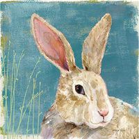 Evergreen Set of 2,Cocktail Size Napkin, 5"x5", Pack of 20, Colorful Bunny