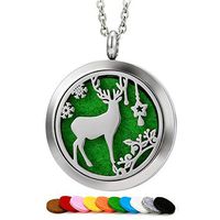 Aromatherapy Essential Oil Diffuser Necklace Jewelry - Aromatherapy Jewelry - Hypoallergenic 316L Surgical Grade Stainless Steel, 24" Chain + 10 Washable Pads Girls Women Jewelry (Christmas Deer) …