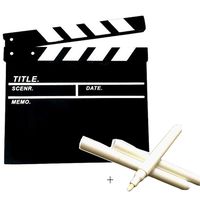 Simple Wooden Clapper Board Slate Film Director ACTION Studio Camera Photography Video Slateboard+1 White Pen