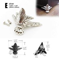 Mercury_Group, 4Pcs Vintage 3 Color Jewelry Chest Gift Box Wooden Case Decorative Feet Leg Metal Corner Protector Support Bracket with Screws - (Color:E Silver)
