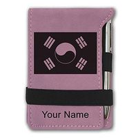 Mini Notepad, Flag of South Korea, Personalized Engraving Included (Pink)