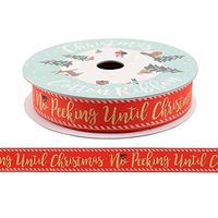 No Peeking Until Christmas Red Cotton Ribbon 5m Xmas Craft