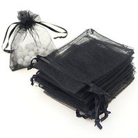 AKStore 100PCS 4x6" (10x15cm) Drawstring Organza Jewelry Favor Pouches Wedding Party Festival Gift Bags Candy Bags (Black)