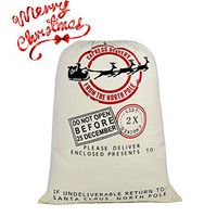 DIY Personalized Santa Sack Large Christmas Presents Sacks Bags with Drawstring 19"x27"+1 Red Satin Ribbon for Xmas Gift Decorations 3/4"x3 Yards